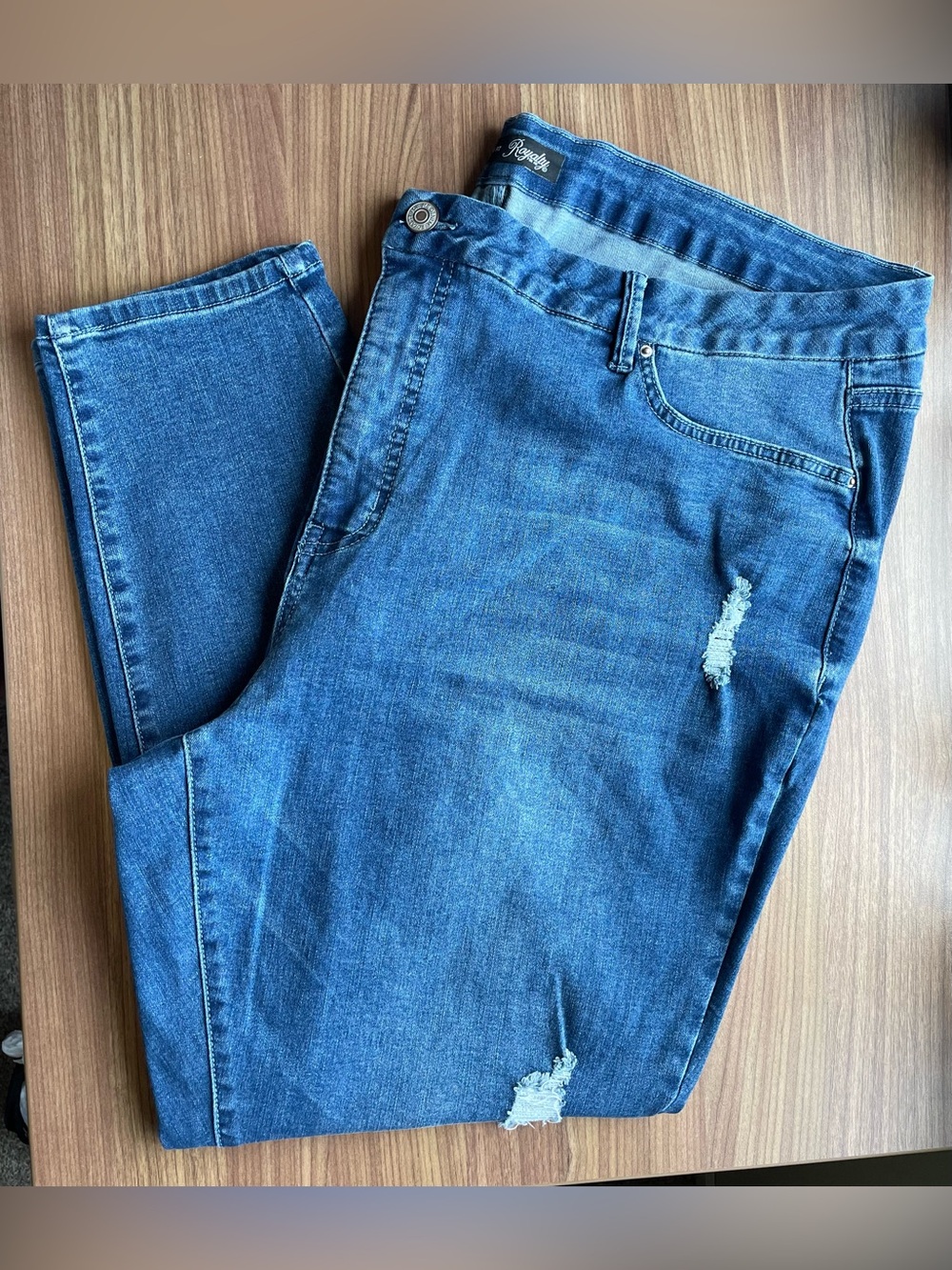 Royalty For Me Curvy Fit Distressed Blue Jeans Size 24